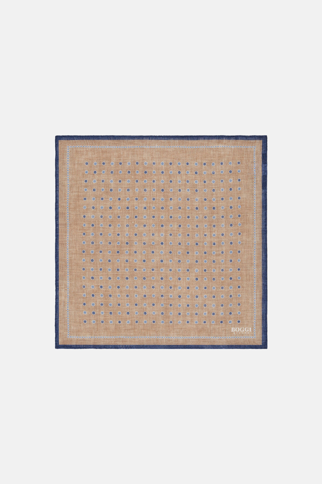 Lniana kwadratowa poszetka ze wzorem w groszki, Taupe, hi-res