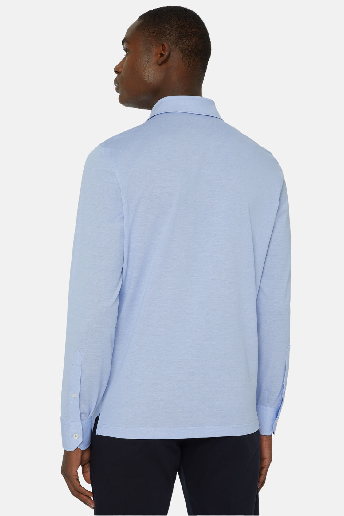 Slim Fit Polo Shirt in Filo Di Scozia Pique, Light Blu, hi-res