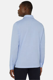 Slim Fit Poloshirt van Filo Di Scozia Piqué, Light Blu, hi-res