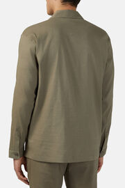Shirt Jacket in Stretch Linen and Viscose, Taupe, hi-res