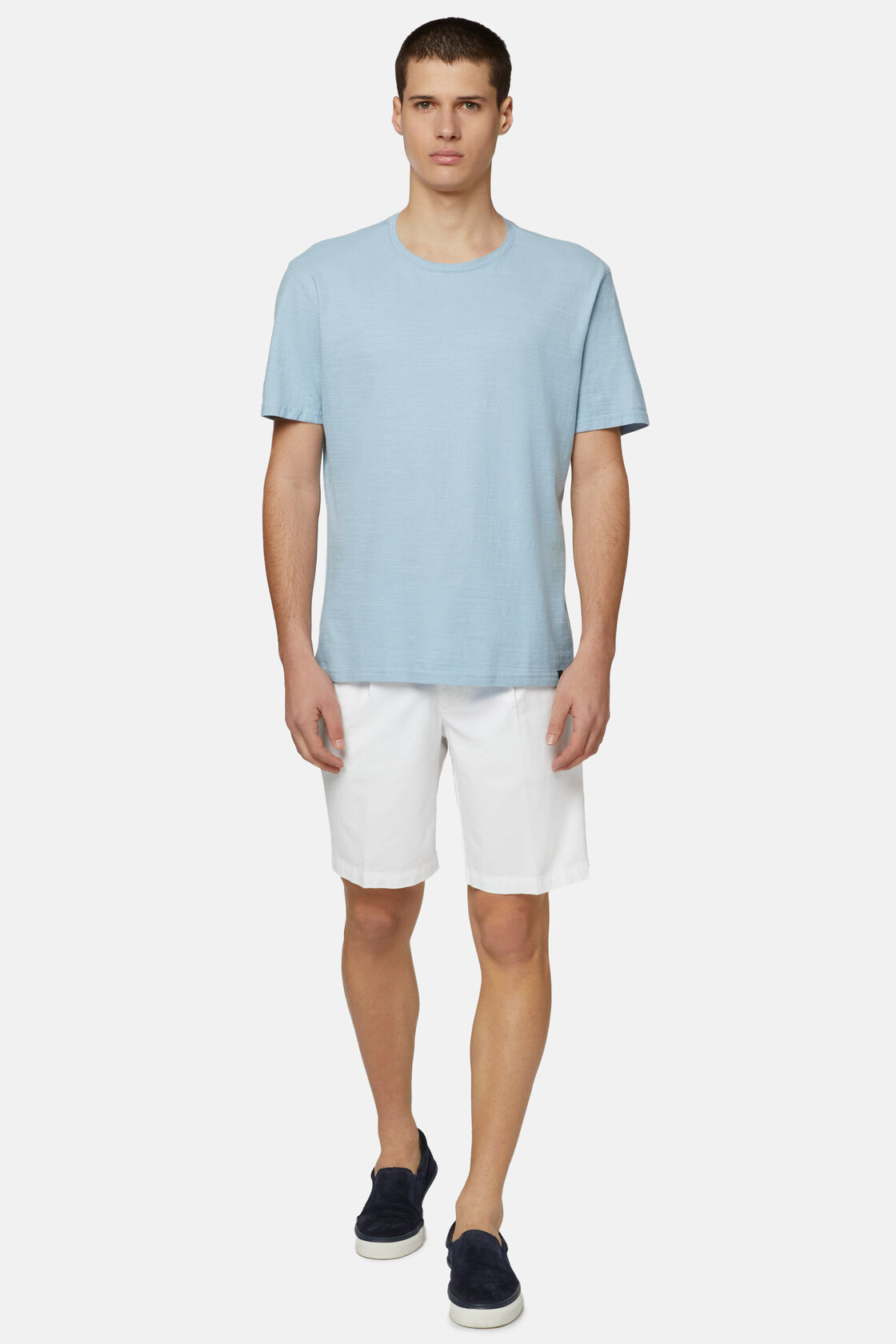 T-Shirt in Cotton Slub Jersey, Light Blu, hi-res