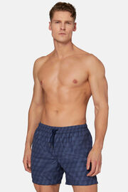 Three-Dimensional Pattern Print Swimsuit, Blue, hi-res