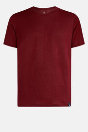 T-Shirt in Stretch Linen Jersey, Burgundy, hi-res