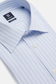 Regular Fit Sky Blue Striped Cotton Shirt, Light Blue, hi-res