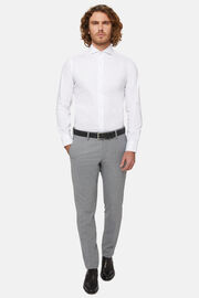 Camisa de algodão/nylon elástico branca com ajuste slim, White, hi-res