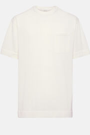 Biała dzianinowa koszulka z bawełny pima, White, hi-res