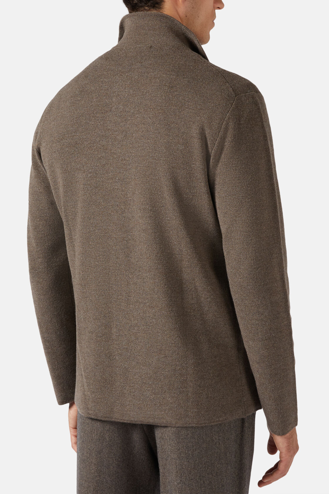 Dove Grey Over Shirt in Merino Wool, Taupe, hi-res