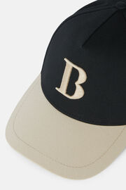 Baseball Cap With Visor And Embroidery in Cotton, Black, hi-res