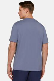 T-shirt in stretch supima katoen, Indigo, hi-res
