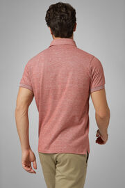 Terracotta Slub Cotton/Linen Piqué Polo Shirt, , hi-res