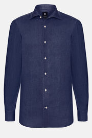 Λινό πουκάμισο με κανονική εφαρμογή σε μπλε ναυτικό χρώμα, Navy blue, hi-res
