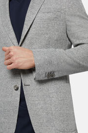 Γκρι μελανζέ μπουφάν της σειράς B Jersey, από λινό/βαμβάκι , Grey, hi-res