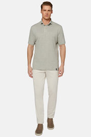Cotton/Linen Piqué Polo Shirt, Green, hi-res