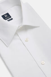 Camisa de sarja de algodão branca regular fit, White, hi-res