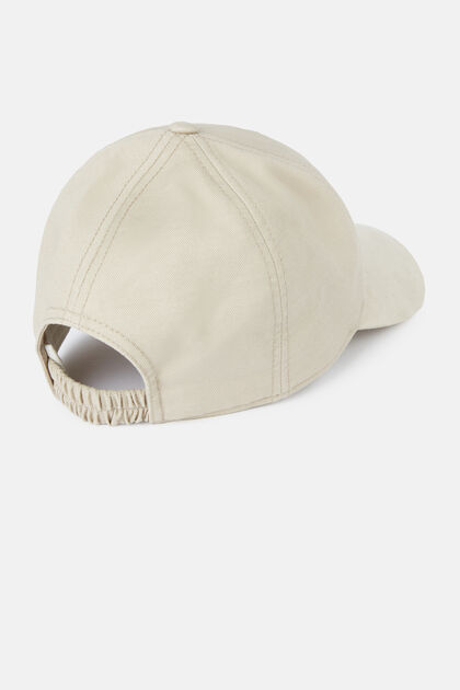 Baseball Cap With Visor And Embroidery in Cotton Blend, Beige, hi-res