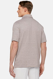 Cotton/Linen Piqué Polo Shirt, Beige, hi-res