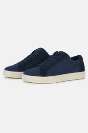 Canvas and Suede Navy Blue Trainers, Navy blue, hi-res