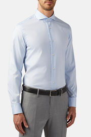 Blue pin point cotton slim fit shirt, Light blue, hi-res