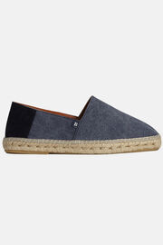 Blue espadrilles in cotton and leather, Navy blue, hi-res