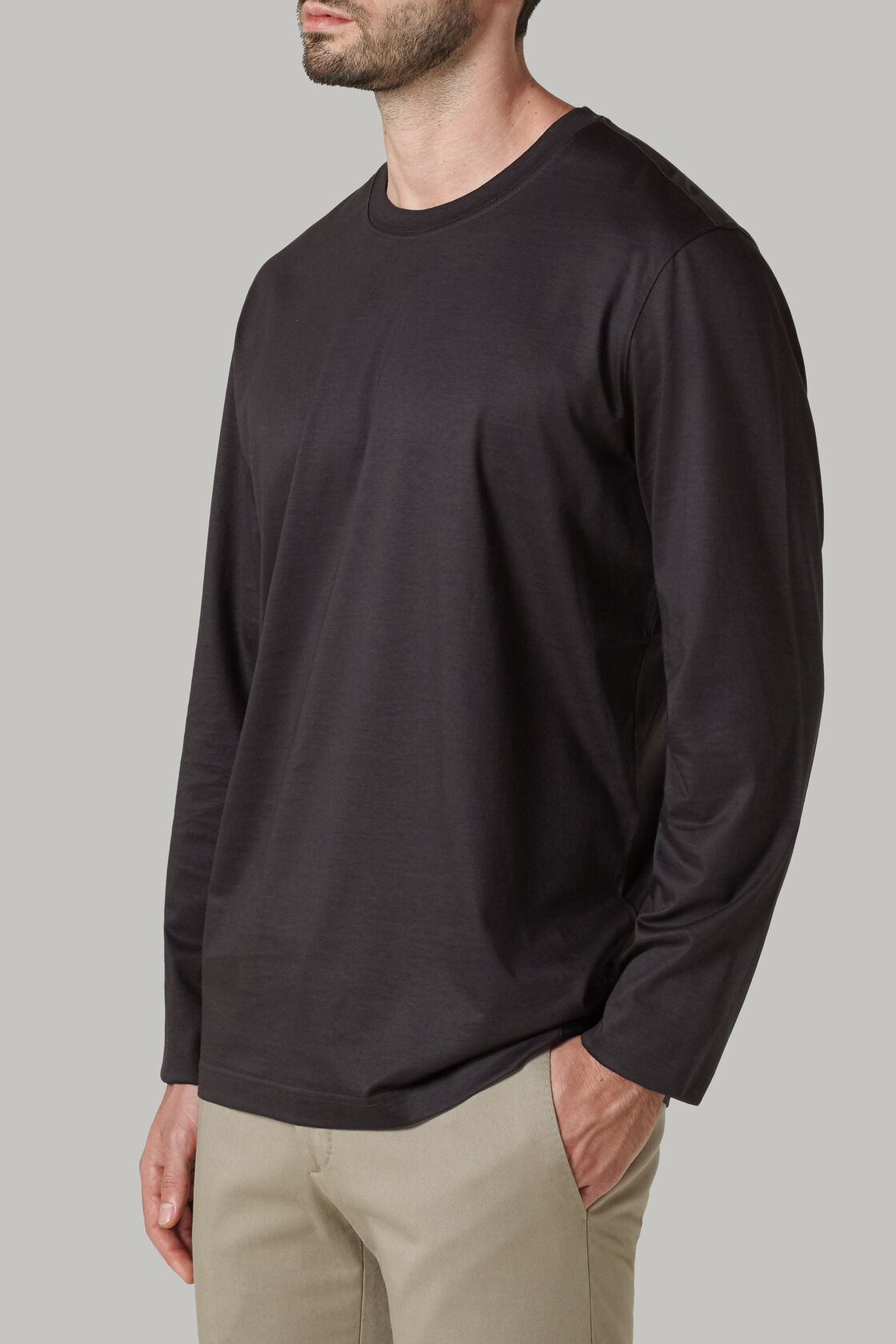 Long-sleeved Pima Cotton Jersey T-shirt, , hi-res