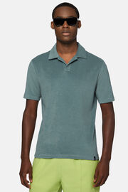 Camisa Polo em Algodão/Nylon, Green, hi-res