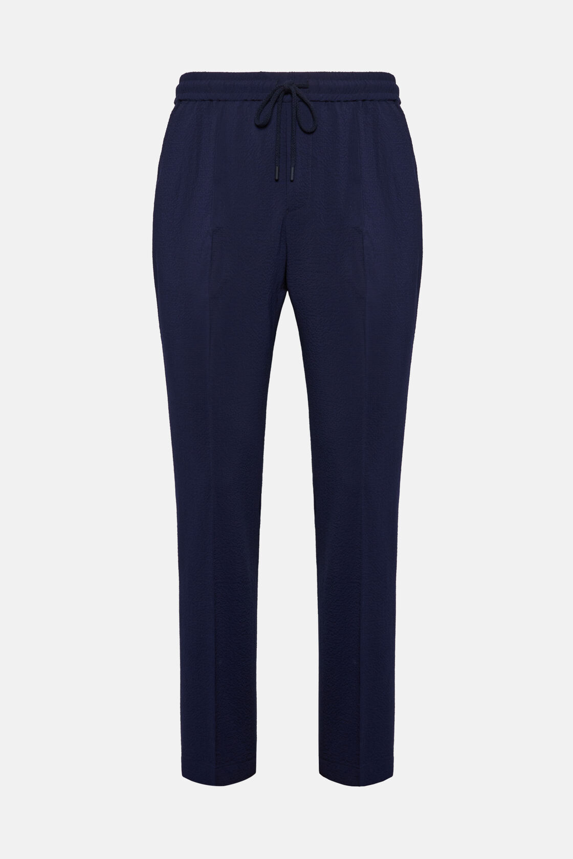 City Trousers In Stretch Wool Seersucker, Navy blue, hi-res