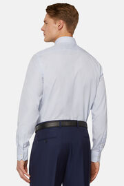 Camicia A Righe Azzurre In Cotone Slim Fit, Azzurro, hi-res