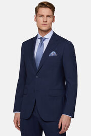 Blauer Anzug Mit Mikromuster Aus Reiner Wolle, Blau, hi-res
