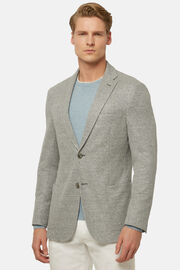Grey Melange Linen/Cotton B Jersey Jacket, Grey, hi-res
