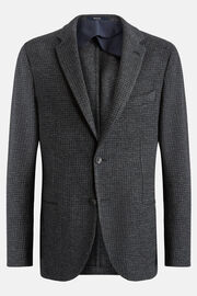 Blue B-Jersey Wool/Cotton Houndstooth Jacket, Blue, hi-res