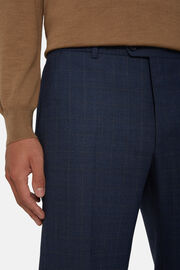 Blue Prince of Wales Check Suit In Super 130 Wool, Blue, hi-res