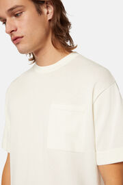 Λευκό κοντομάνικο πλεκτό μπλουζάκι από βαμβάκι pima, White, hi-res