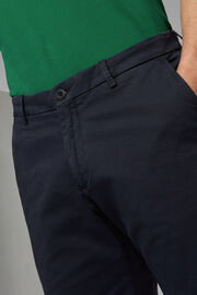 Plain Cotton Gabardine Bermuda Shorts, Blue, hi-res