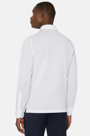 Slim Fit Poloshirt van Filo Di Scozia Piqué, White, hi-res
