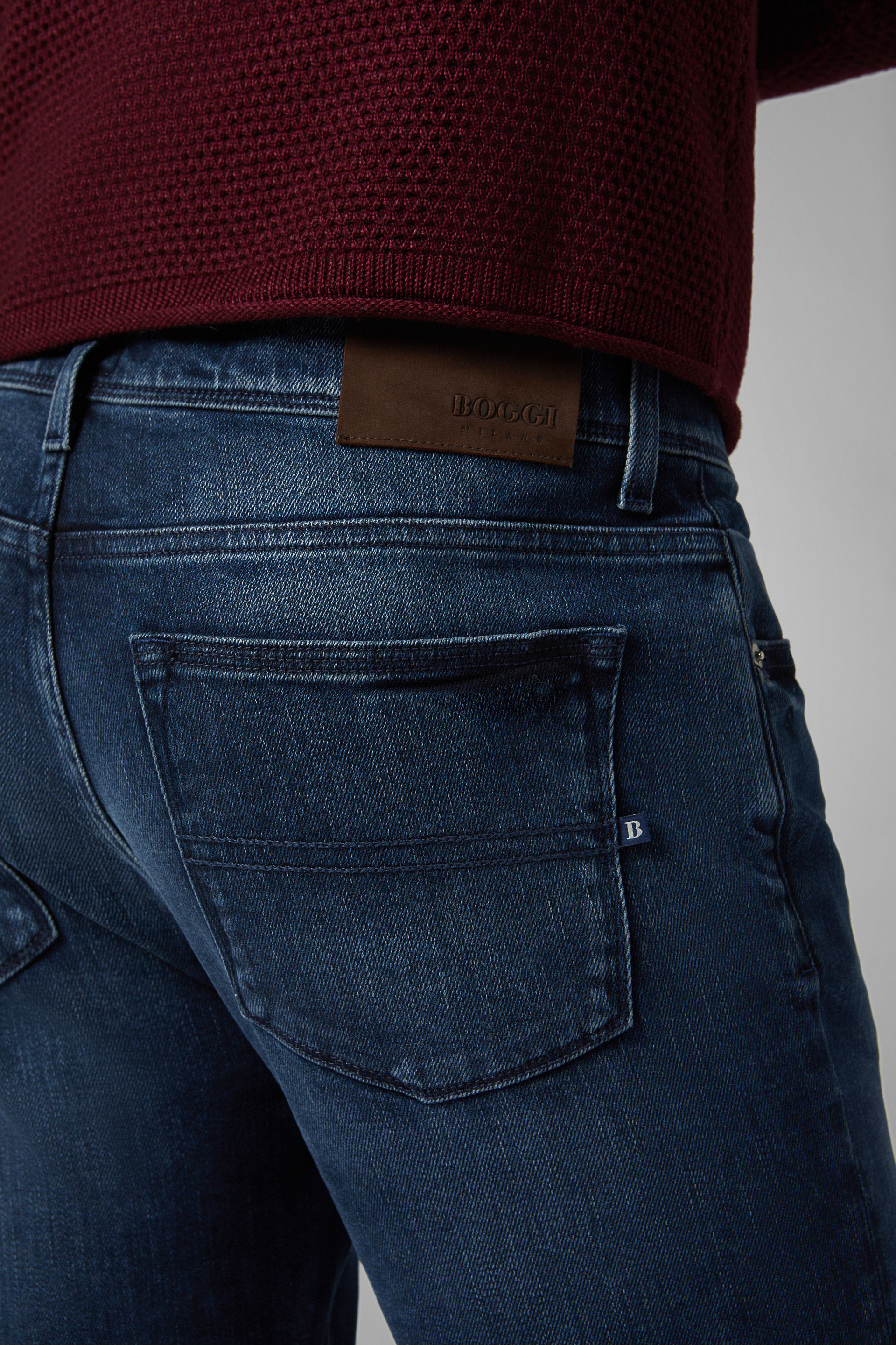 Location adjacent efficiently Men's Regular Fit Medium Wash Denim 5 Pocket Jeans | Boggi Milano
