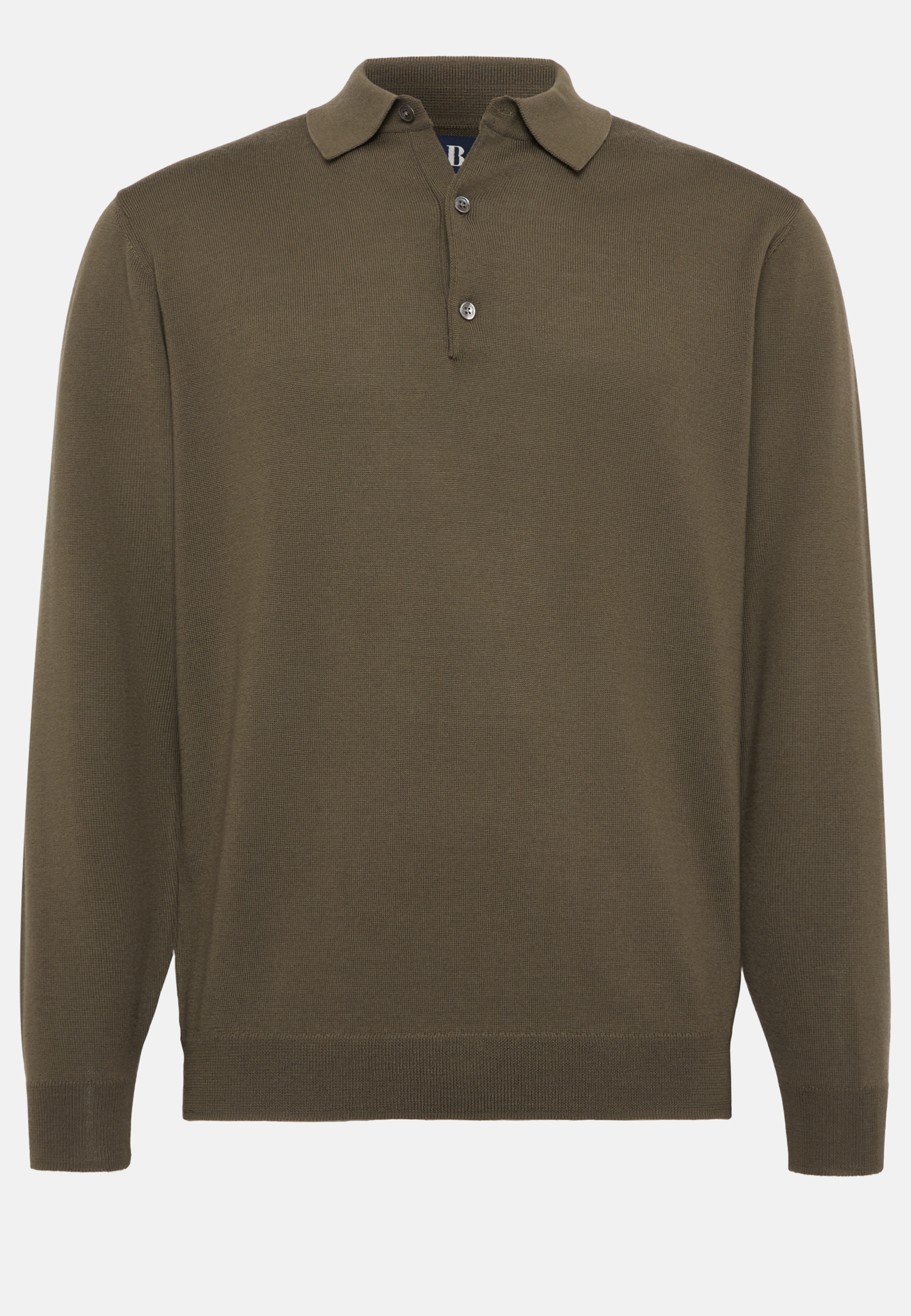 Buy Olive Green Regular Knitted Long Sleeve Polo Shirt from Next