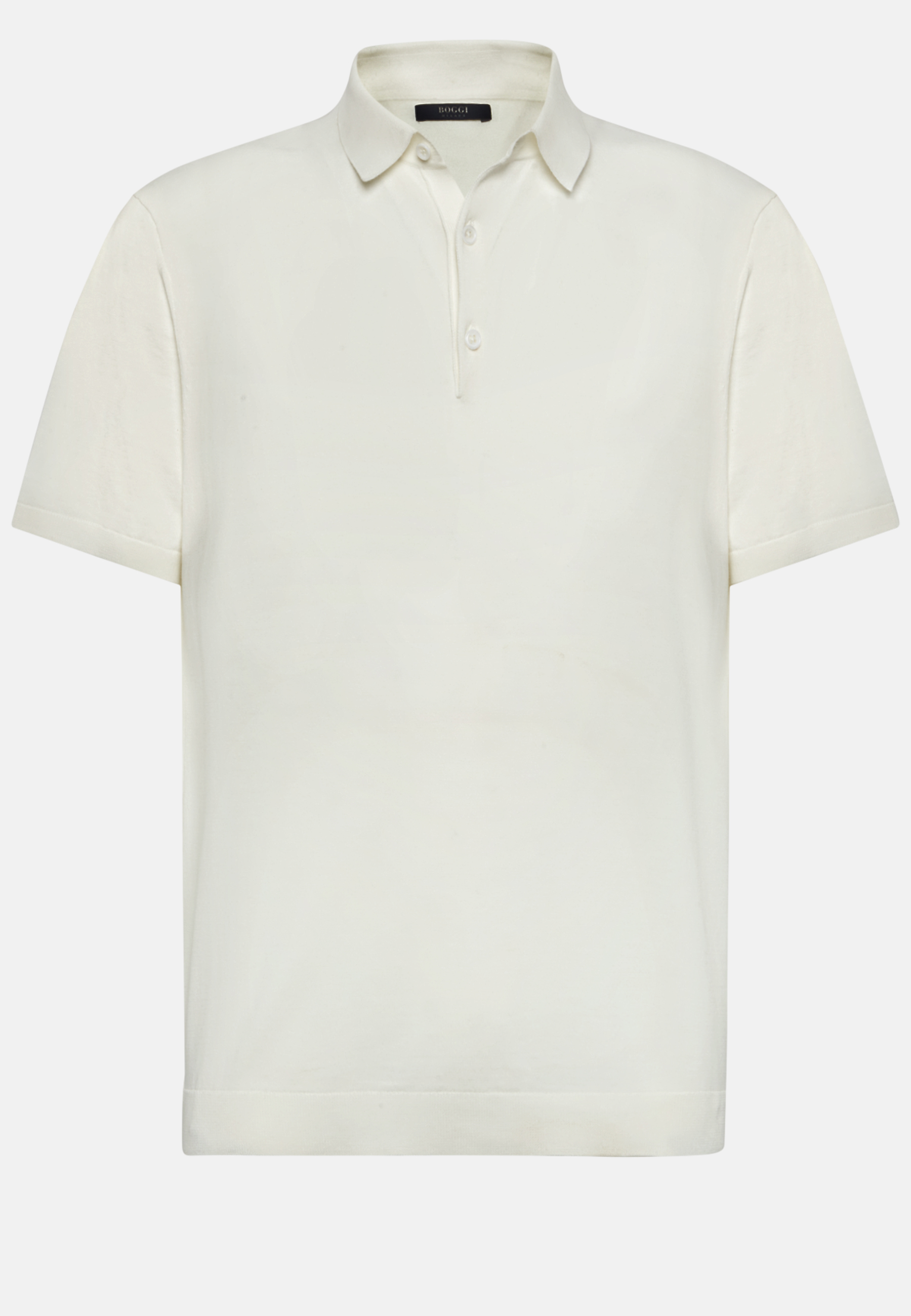 White Cotton Crepe Knit Polo Shirt | Boggi