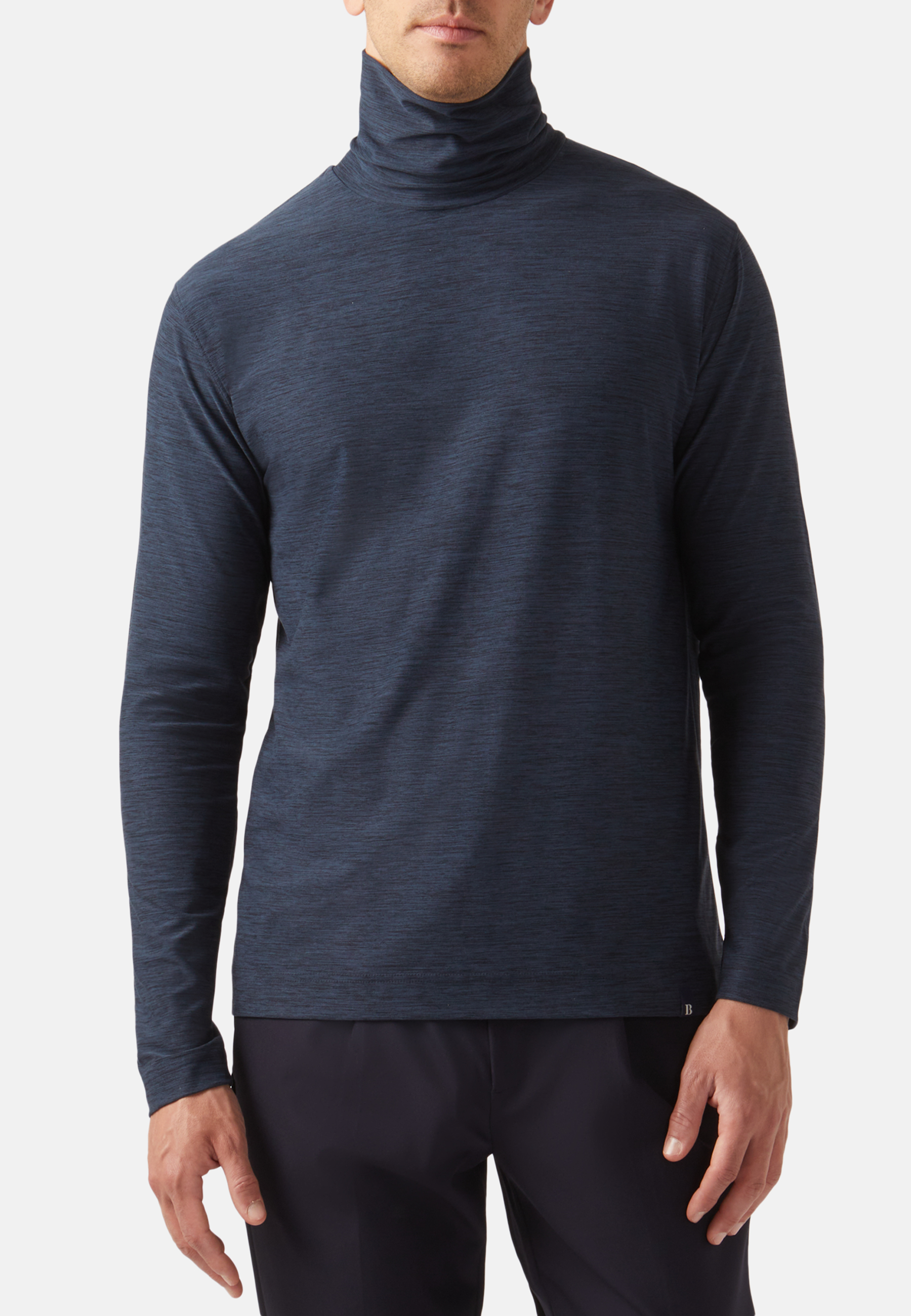 Men's Long-Sleeved High Neck T-Shirt in Technical Fabric | Boggi