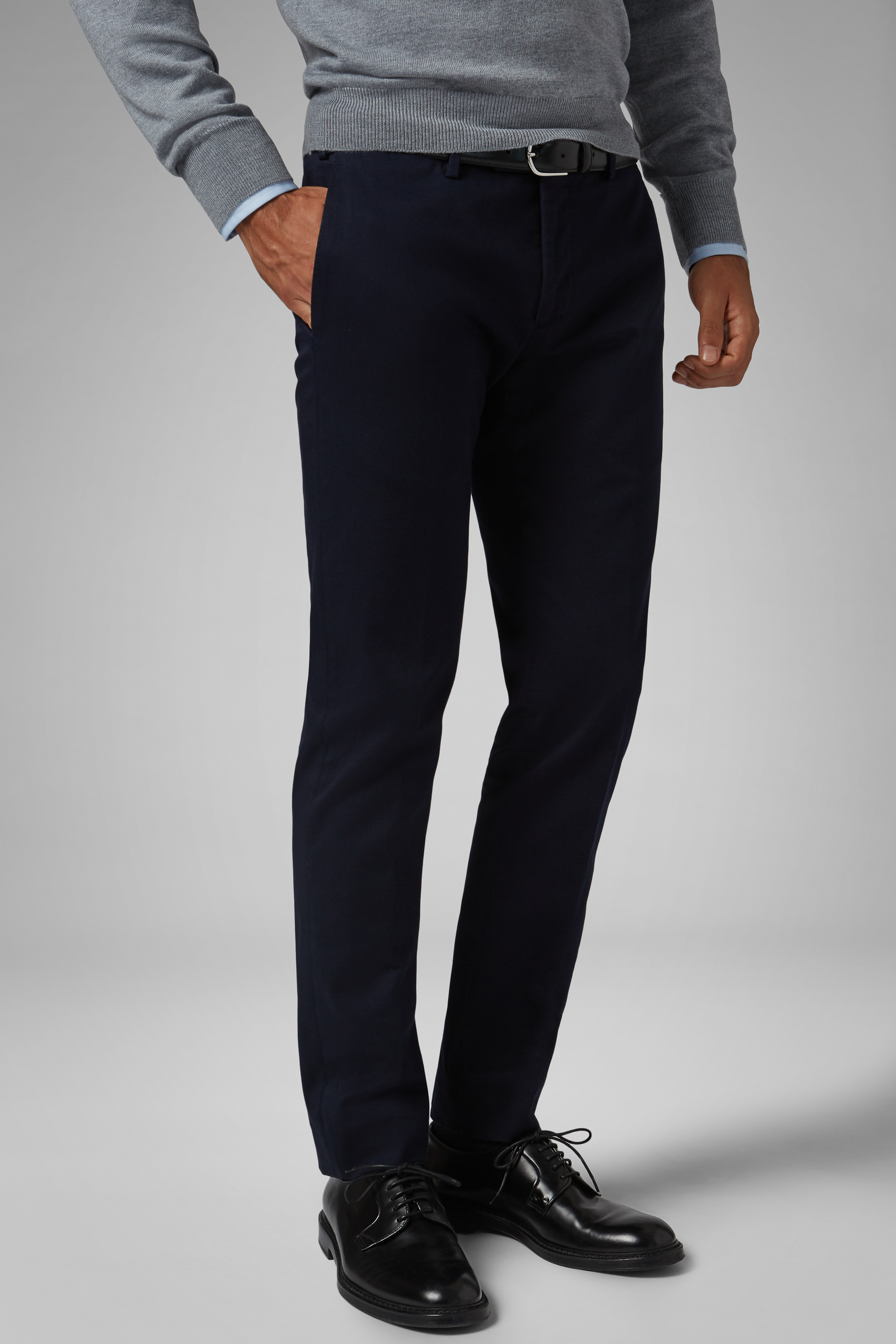 Slim Fit Stretch Cotton Gabardine Trousers | Boggi