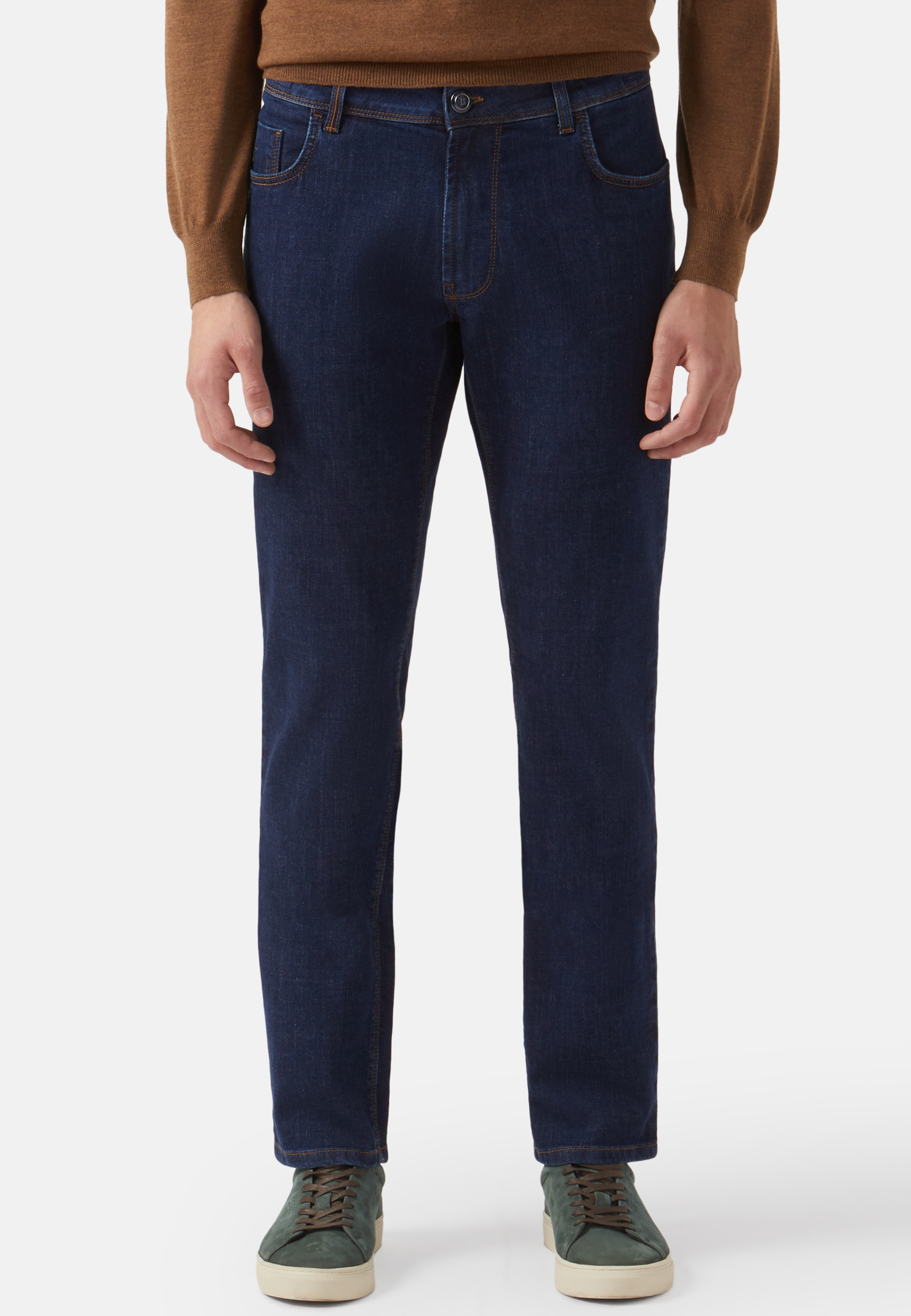 overlap Brun variabel Men's Dark Blue Stretch Denim Jeans | Boggi Milano