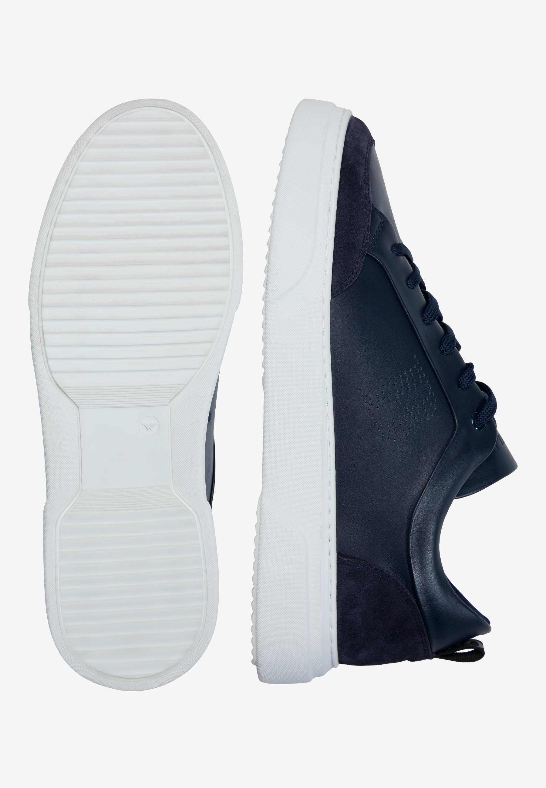 Men's Navy Leather Trainers With | Boggi Milano