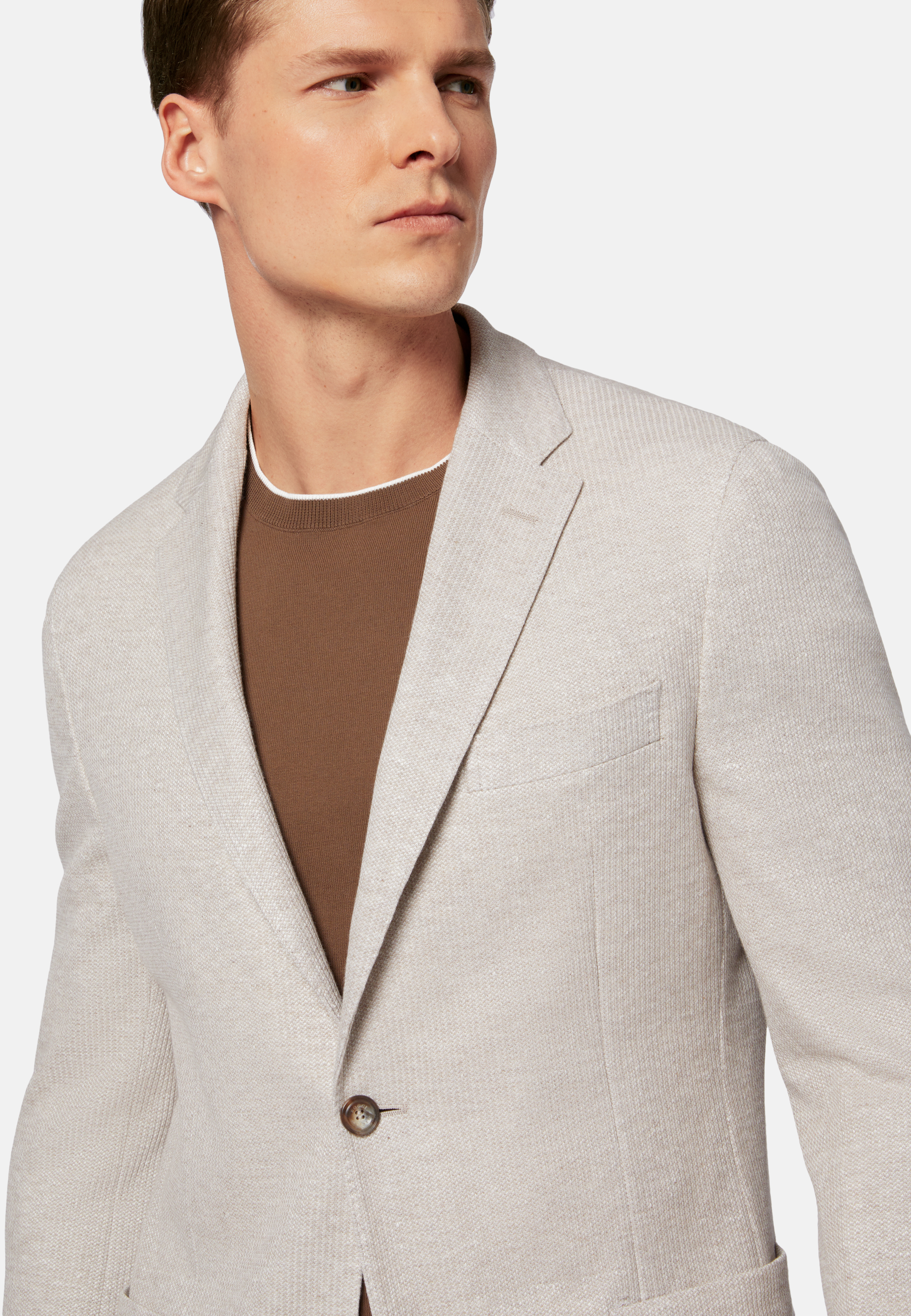 Beige Melange Linen/Cotton B Jersey Jacket