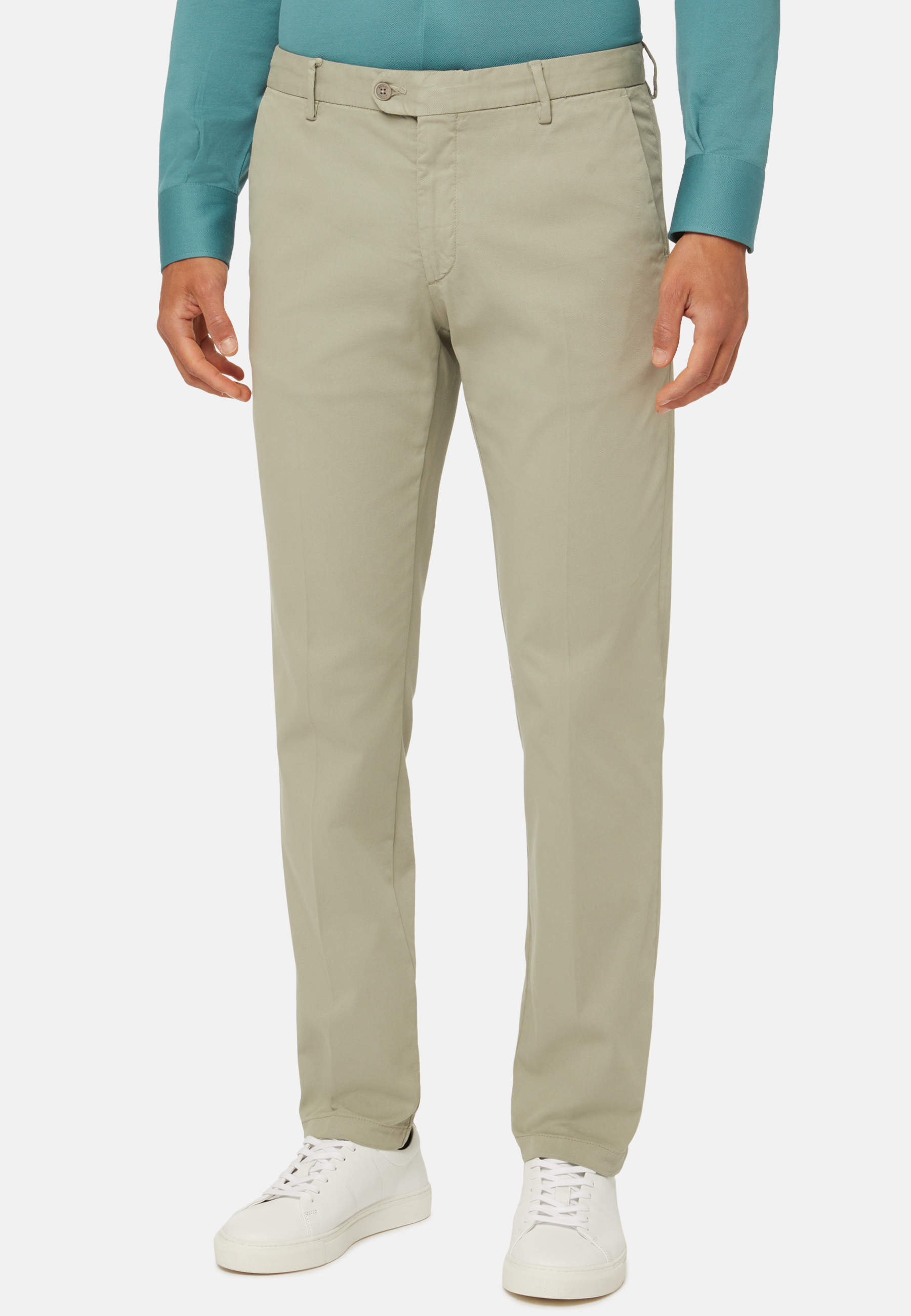 Stretch Cotton Tencel Panama Trousers | Boggi