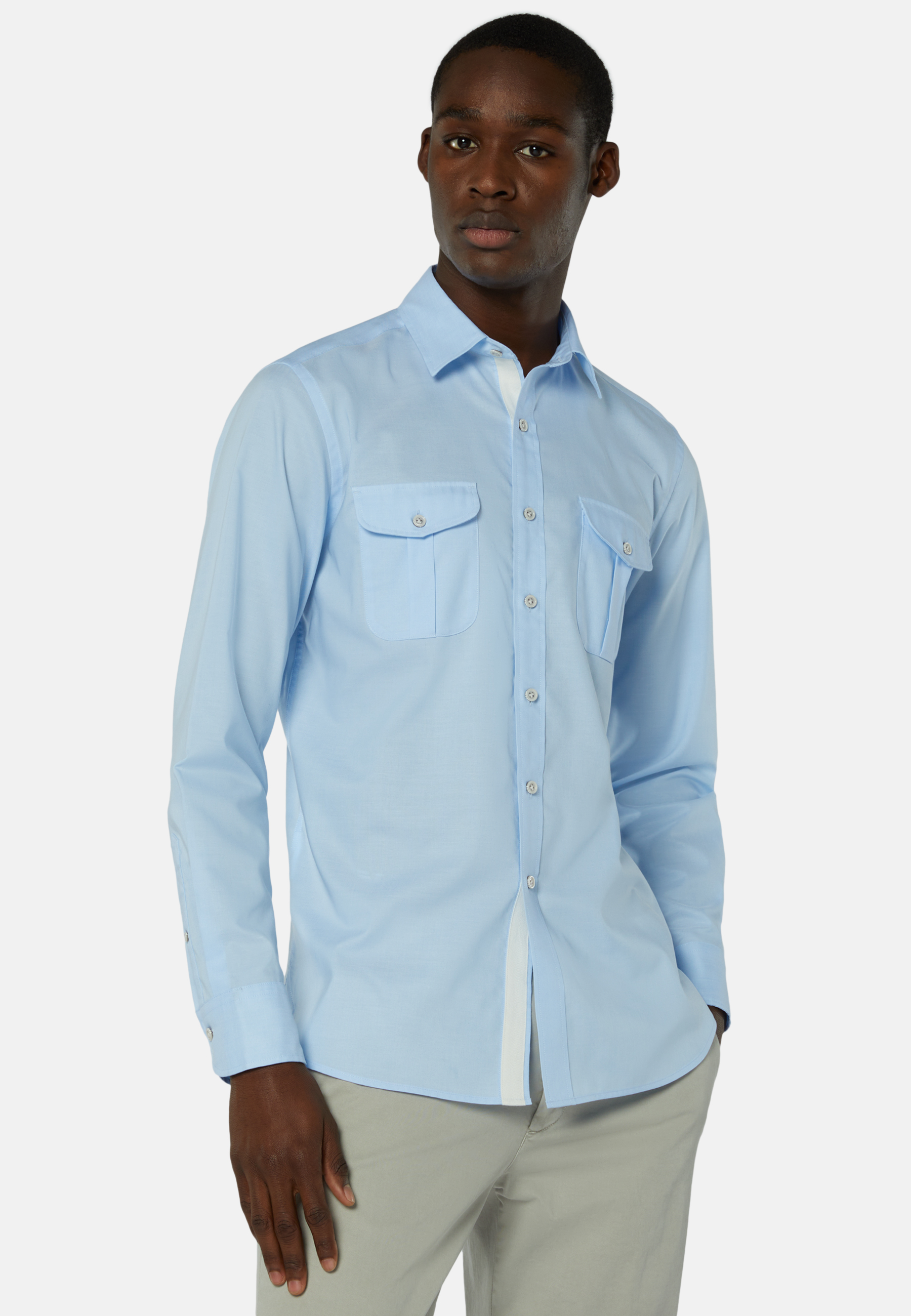 Camisa Oxford azul celeste de alto desempenho de ajuste regular