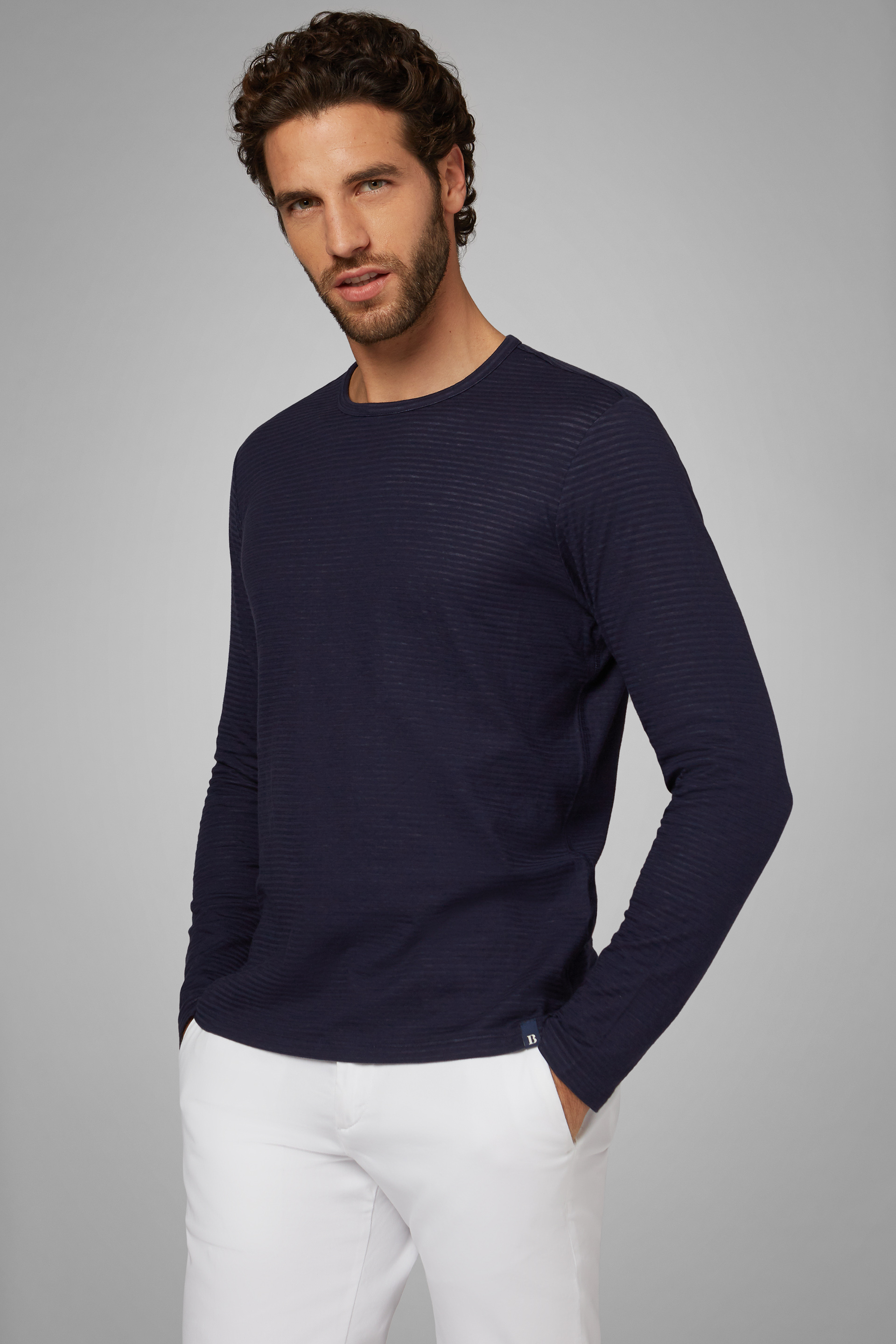 Navy Blue Cotton Jersey T-Shirt | Boggi