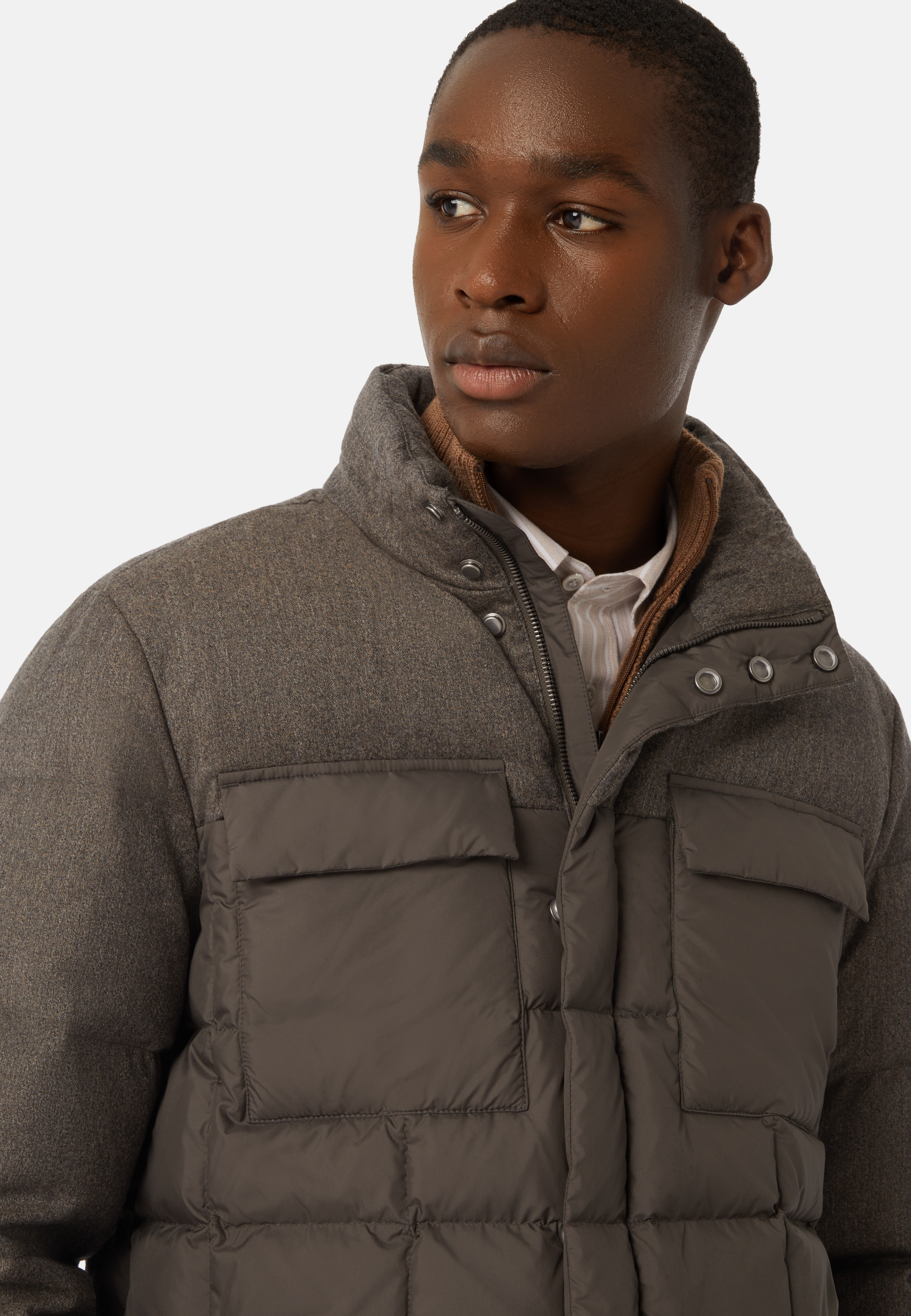 Flyn Flannel and Feather Tech Bomber Jacket | Boggi