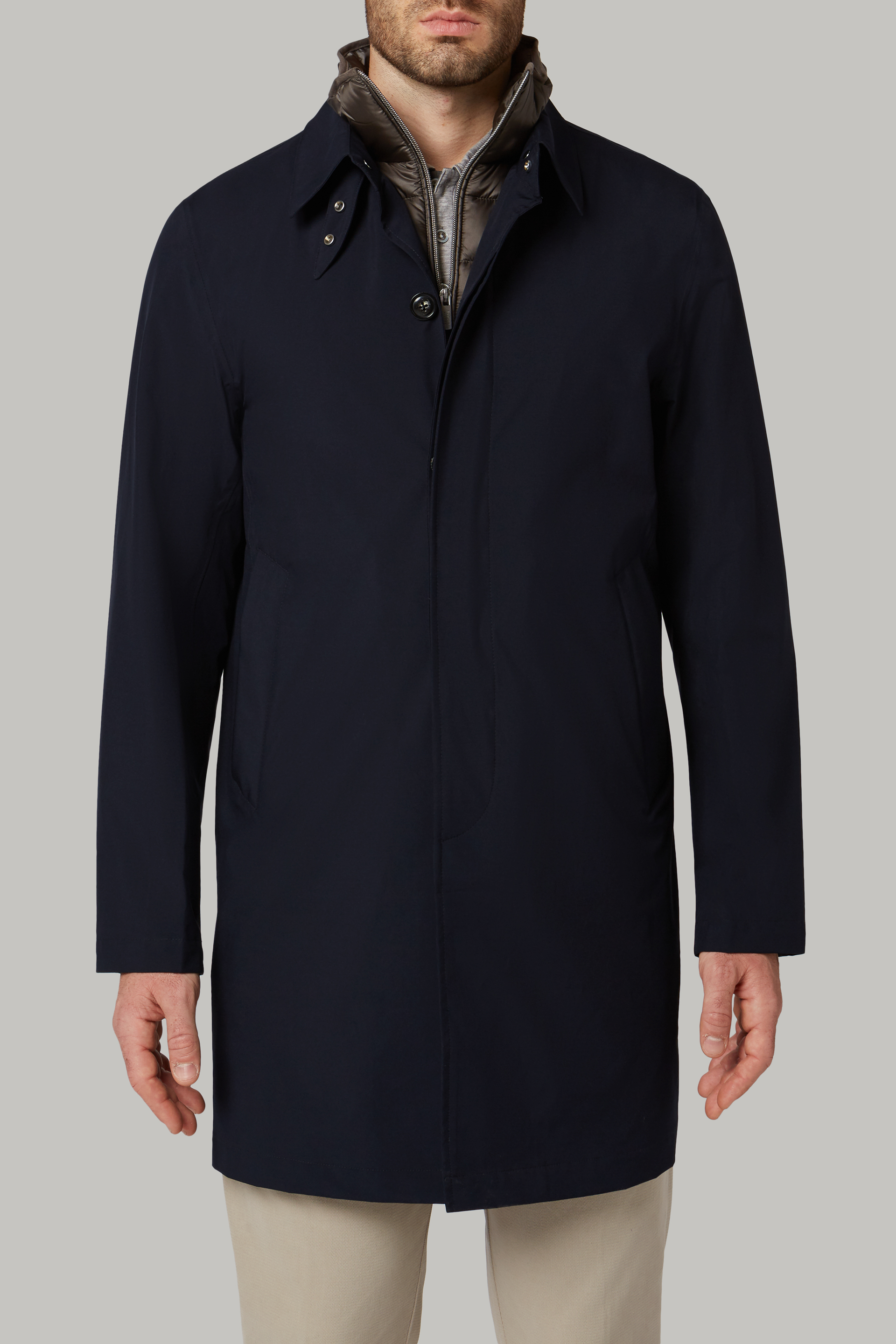 Men's Three-Layered Technical Fabric Raincoat | Boggi Milano