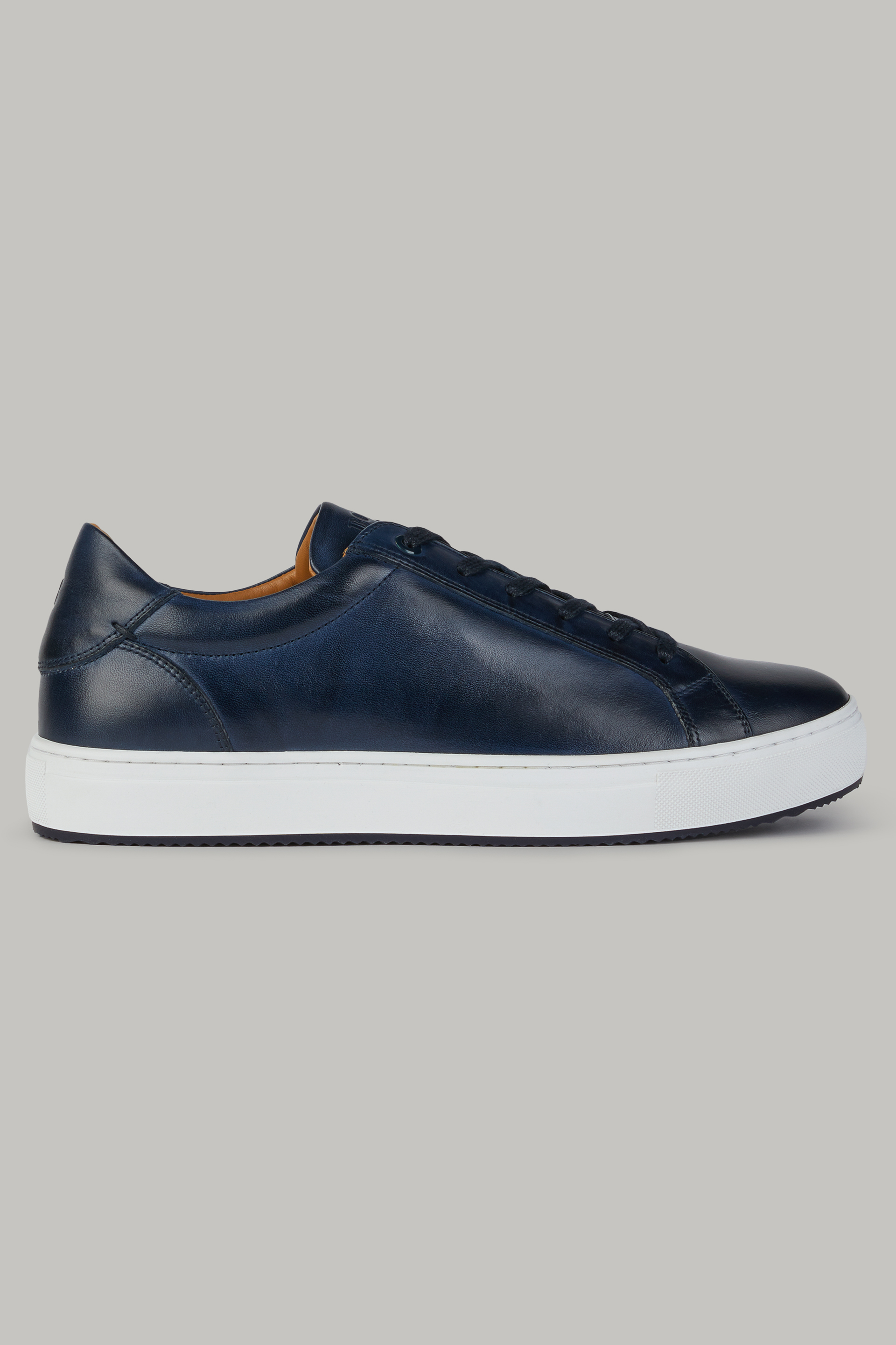 Men's Navy blue leather sneakers | Boggi Milano