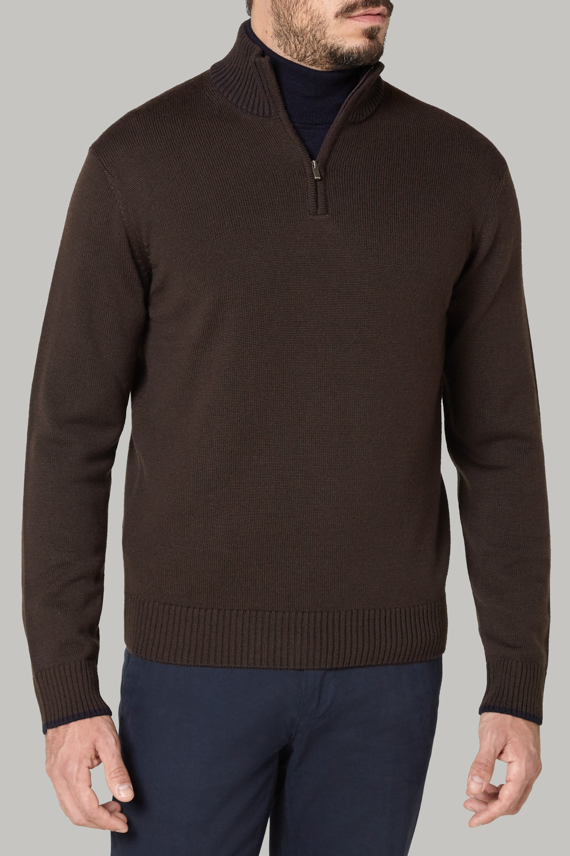 Men's Merino wool half zip sweater | Boggi Milano