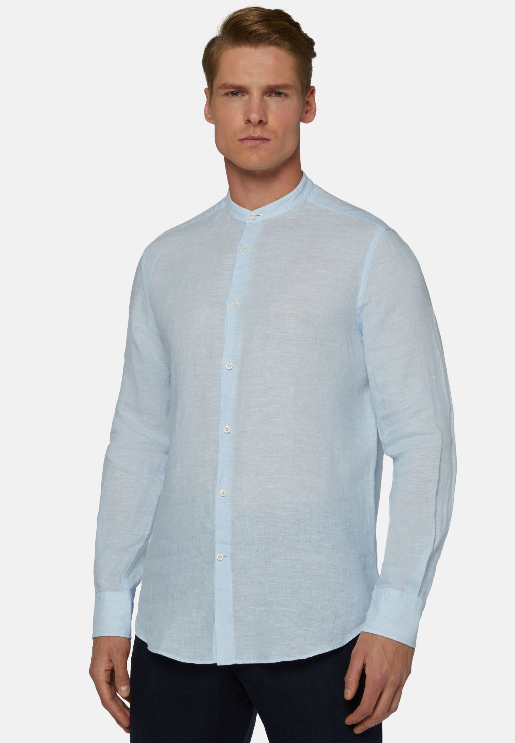 Regular Fit Sky Blue Linen Shirt | Boggi